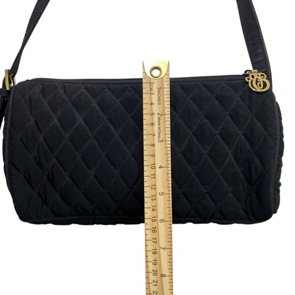 Vera Bradley Quilted Shoulder Bag Women Black Rectangle Zipper Inner Pocket Y2K - Picture 6 of 10
